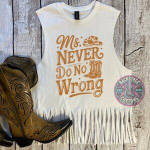 Ms Never Do No Wrong Fringe Muscle Tank
